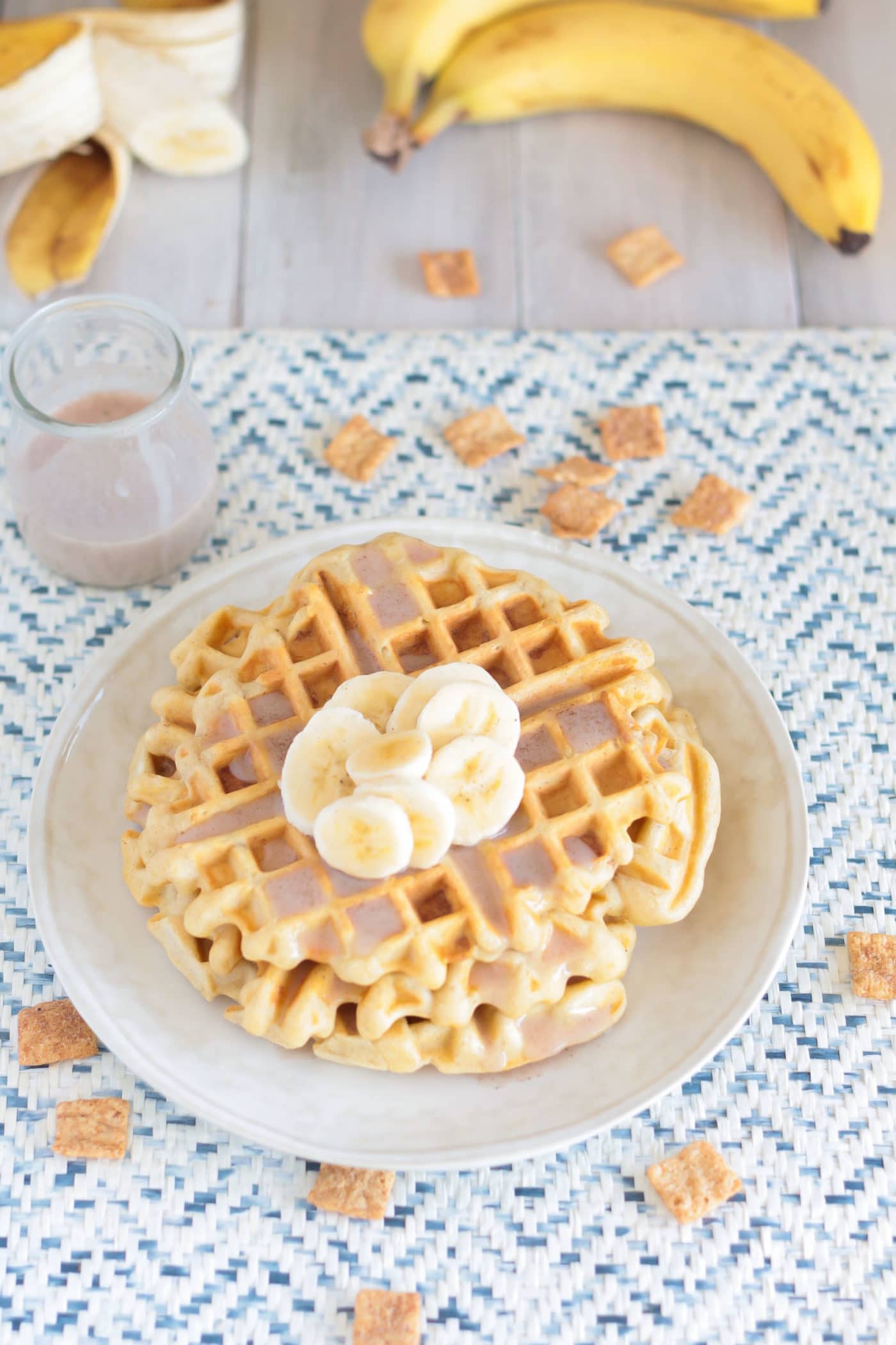 Cinnamon Toast Crunch Waffles with Cereal Milk Glaze Le Petit Eats